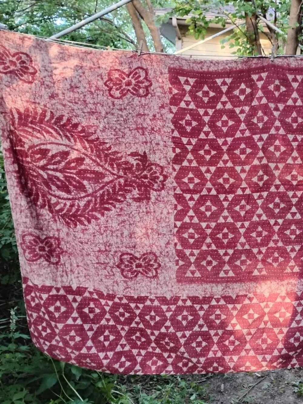 Handmade kantha quilt